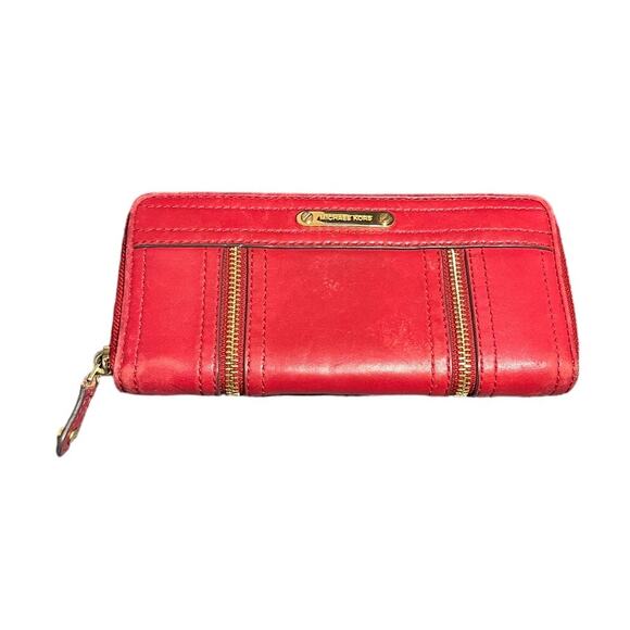 Michael Kors Wallet: F32584 Moxley‎ Red Leather Continental Wallet - Picture 1 of 10